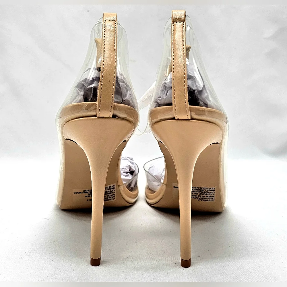 SHOE DAZZLE - Gissella - Clear Heels Ankle Strap Stiletto Pumps - Size 9.5 - Picture 8 of 12